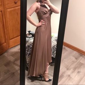 🎉HP!🎉 NWT Brown Halter High-Low Dress